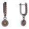 BG circular earring 452-94 - Metal: White gold 585, Stone: Moldavit and garnet