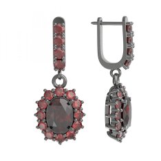 BG  náušnice 972-96 Stříbro 925 - ruthenium (30-90dní) Granát