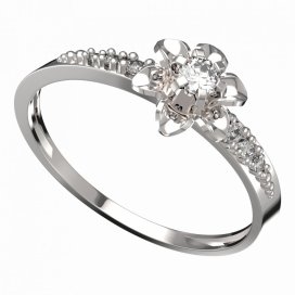 BG zlatý prstýnek 877 D Bílé zlato - 585 Diamant