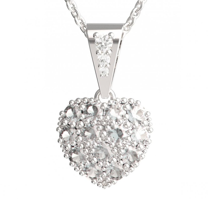 BG zlatý diamantový přívěšek srdíčko 1571 Bílé zlato - 585 Diamant lab-grown