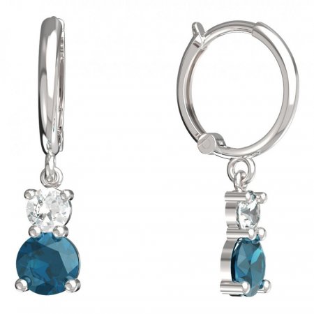 BeKid, Gold kids earrings -857 - Switching on: Circles 12 mm, Metal: White gold 585, Stone: Light blue cubic zircon