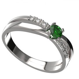 BG zlatý  prstýnek 1443/zásnubní-snubní/ Bílé zlato - 585 Zelený kubický zirkon