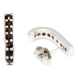 BG náušnice osázené kameny:granát  933 Bílé zlato - 585 Granát