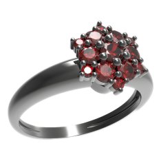 BG prsten s kulatým kamenem 539-I Stříbro 925 - ruthenium (30-90dní) Granát