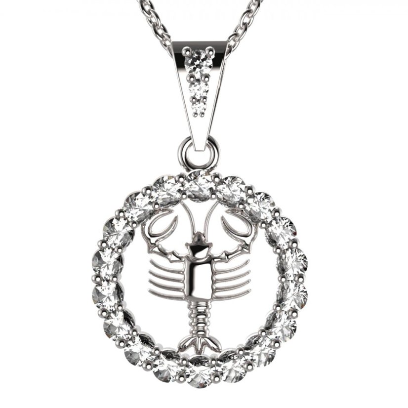 BG zlatý přívěšek Rak 044 Bílé zlato - 585 Diamant
