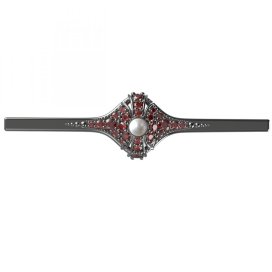 BG brož s perlou 537K Stříbro 925 - ruthenium (30-90dní) Granát a perla