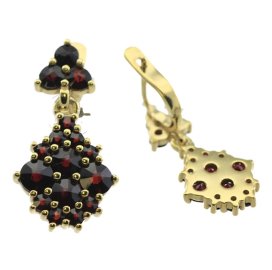 BG náušnice vsazený český granát  232 Žluté zlato - 585 Granát