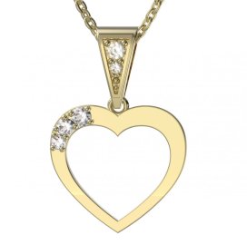 BG zlatý diamantový přívěšek srdíčko 1556 Žluté zlato - 585 Diamant lab-grown