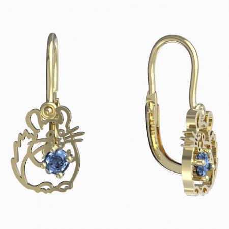 BeKid, Gold kids earrings -1192 - Switching on: Brizura 0-3 roky, Metal: Yellow gold 585, Stone: Light blue cubic zircon