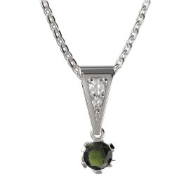 BG vltavín přívěšek 870 Bílé zlato - 585 Vltavín a diamant