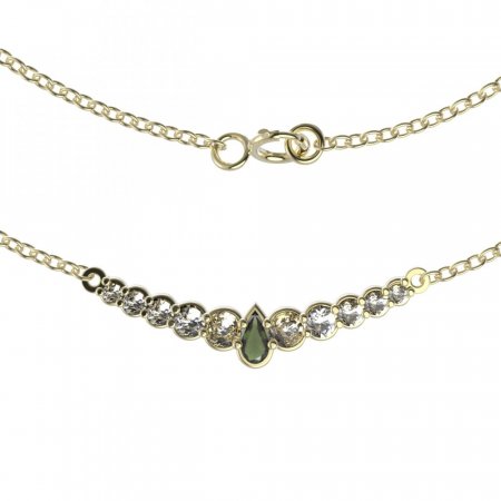 BG necklace 342 - Metal: Silver - gold plated 925, Stone: Moldavit and garnet