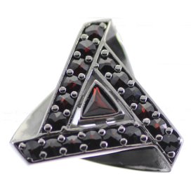 Stříbrný přívěsek s českým granátem, ruthenium – 960
