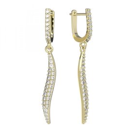 BG zlaté náušnice 716 Žluté zlato - 585 Bílý kubický zirkon