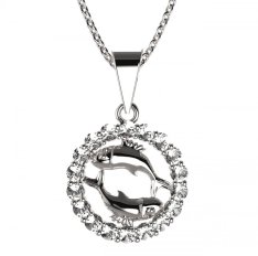 BG zlatý diamantový přívěšek Ryby 044 Bílé zlato - 585 Diamant lab-grown