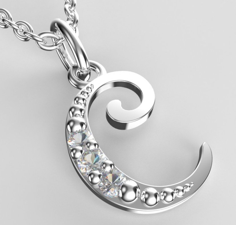 BeKid dětský zlatý přívěsek písmenko C - 1512 Bílé zlato - 585 Diamant