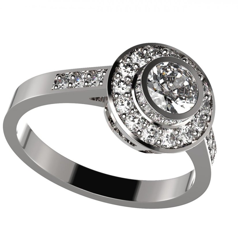 BG zlatý prstýnek 755 Bílé zlato - 585 Diamant
