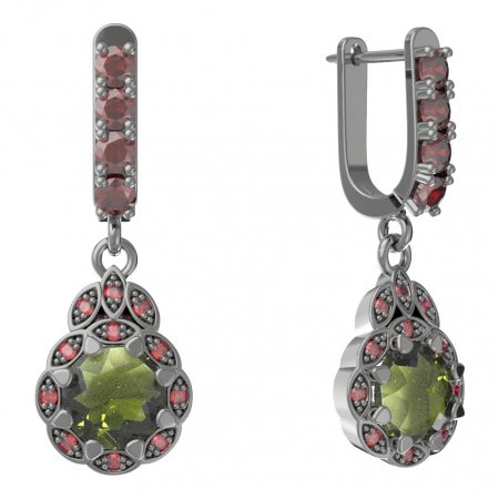 BG earring circular  991-96 - Metal: Silver 925 - rhodium, Stone: Garnet