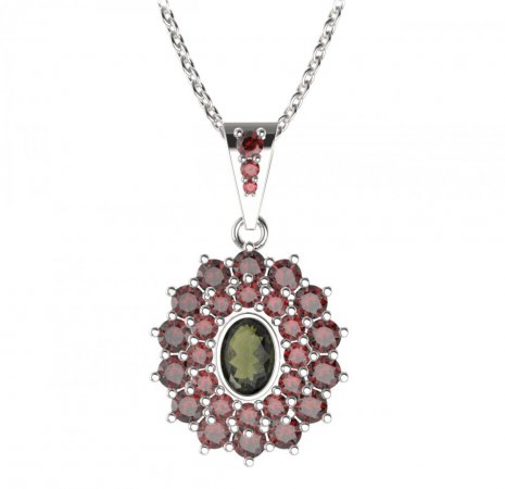 BG pendant oval 021-2 - Metal: Silver 925 - rhodium, Stone: Garnet