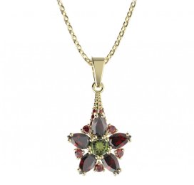 BG přívěs ve tvaru hvězdy 521-G Stříbro 925 - pozlacené Vltavín a granát