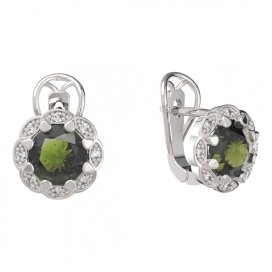 BG náušnice kulaté - 993-R7 Stříbro 925 - rhodium Vltavín a kubický zirkon