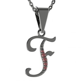 Stříbrný přívěsek s českým granátem, ruthenium – 1215