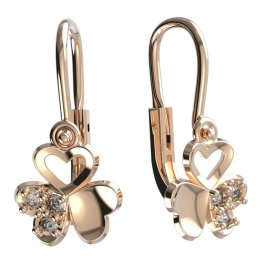 BG dětské náušnice trojlístek+srdíčko 1480 Růžové zlato 585 (30-90dní)