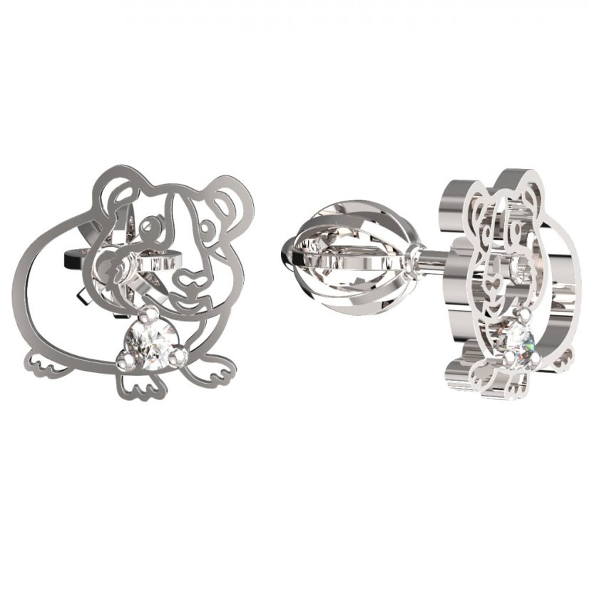BeKid dětské náušnice morče 1204 Bílé zlato - 585 Diamant