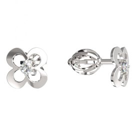 BG zlaté náušnice čtyřlístek 829 Bílé zlato - 585 Diamant