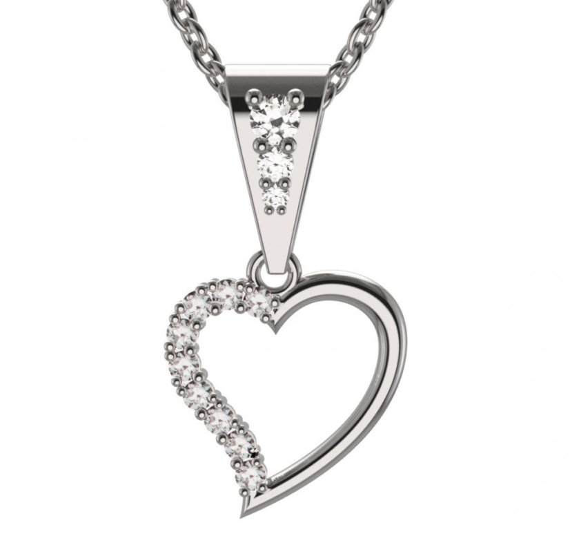 BG zlatý přívěšek srdíčko 1250 Bílé zlato - 585 Diamant