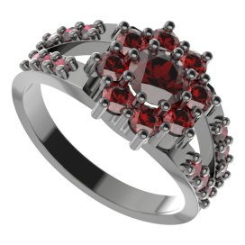 BG prsten kulatý 023-Y Stříbro 925 - ruthenium (30-90dní) Granát