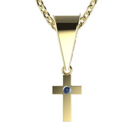 Zlatý přívěsek křížek se světle modrým zirkonem, žluté zlato 585 – 1105