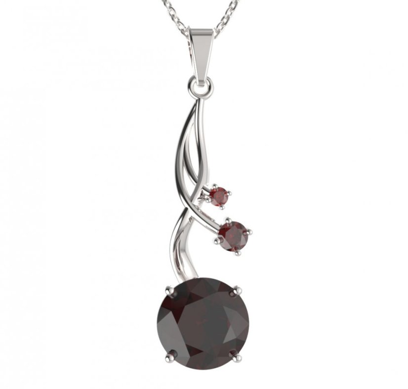 BG přívěs kruhového tvaru 475-P Stříbro 925 - rhodium Granát