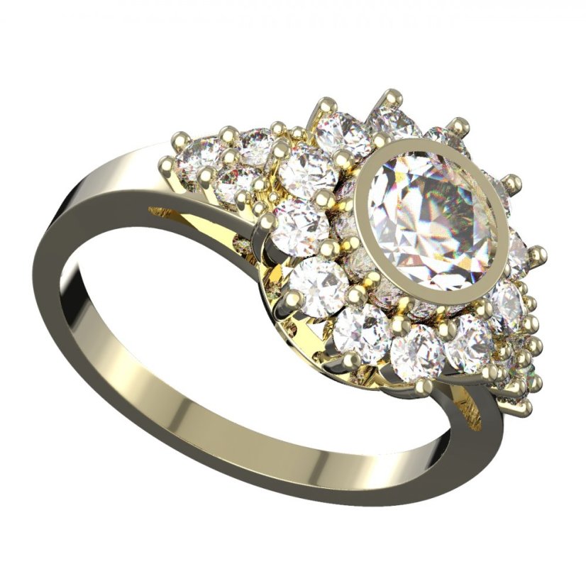 Zlatý prsten s diamantem, žluté zlato 585 – 32946