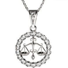 BG zlatý diamantový přívěšek Váhy 044 Bílé zlato - 585 Diamant lab-grown