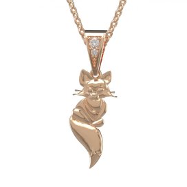BG zlatý přívěšek liška 1380 Růžové zlato 585 (30-90dní) Bílý kubický zirkon