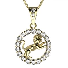 BG zlatý diamantový přívěšek Lev 044 Žluté zlato - 585 Diamant lab-grown