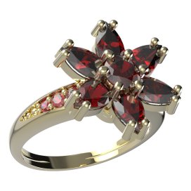 BG prsten ve tvaru hvězdy 520-J Stříbro 925 - pozlacené Granát
