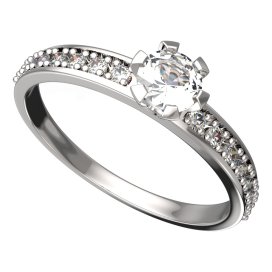BG zlatý diamantový prstýnek 556 E Bílé zlato - 585 Diamant lab-grown