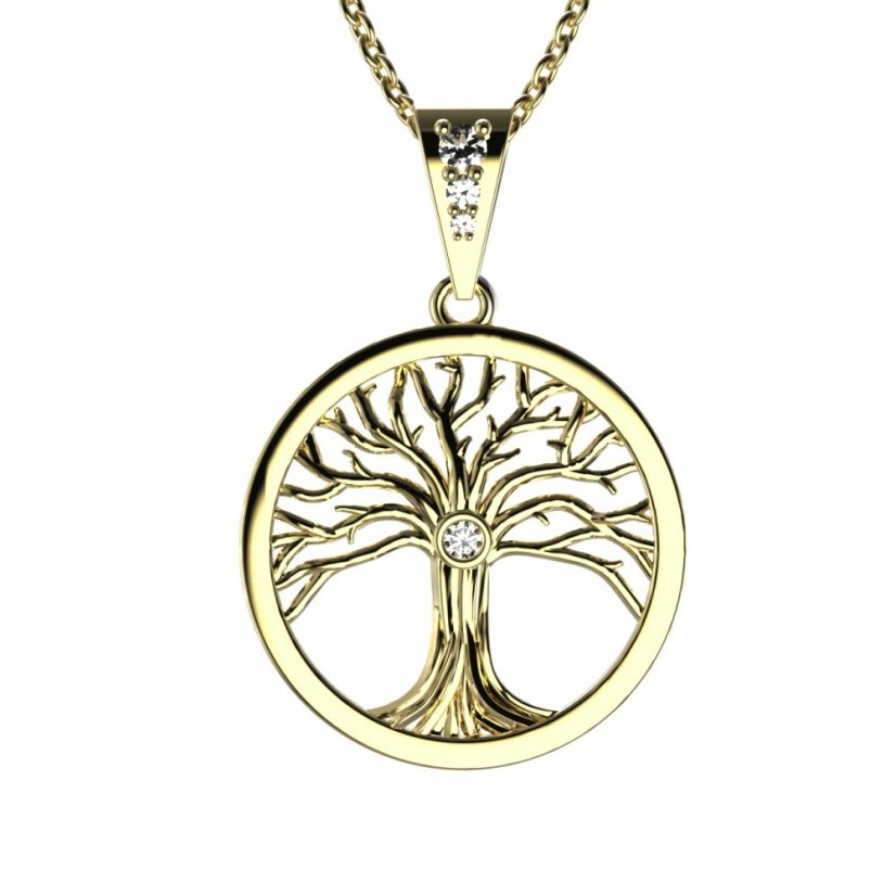 BG zlatý přívěšek Strom života 039 Žluté zlato - 585 Diamant