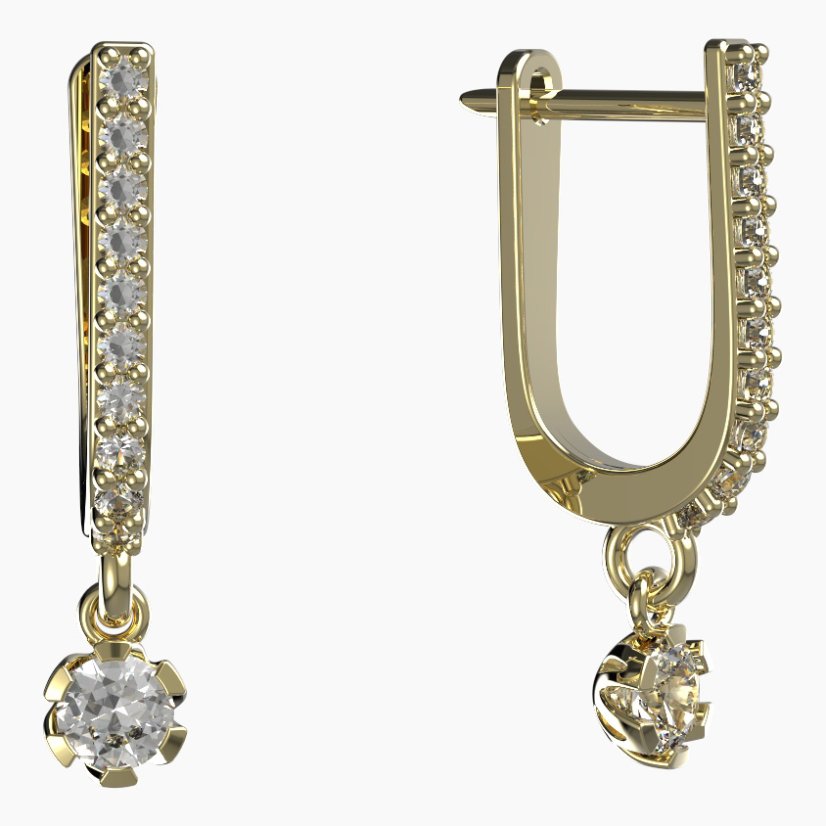 BG zlaté náušnice s diamanty 869 Žluté zlato - 585 Diamant lab-grown