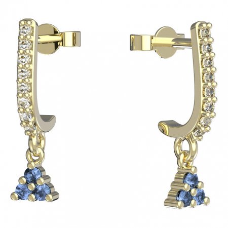 BeKid, Gold kids earrings -773 - Switching on: Pendant hanger, Metal: Yellow gold 585, Stone: Light blue cubic zircon