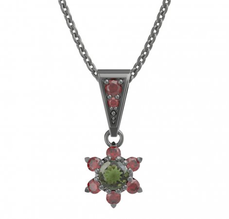 BG Pendant - 978 - Metal: Silver 925 - rhodium, Stone: Garnet