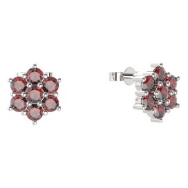 BG náušnice 002 Stříbro 925 - rhodium Granát