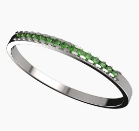 Zlatý prsten se zeleným zirkonem, bílé zlato 585 – 617