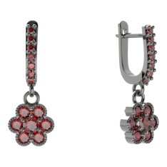 BG kulaté náušnice 140-84 Stříbro 925 - ruthenium (30-90dní) Granát