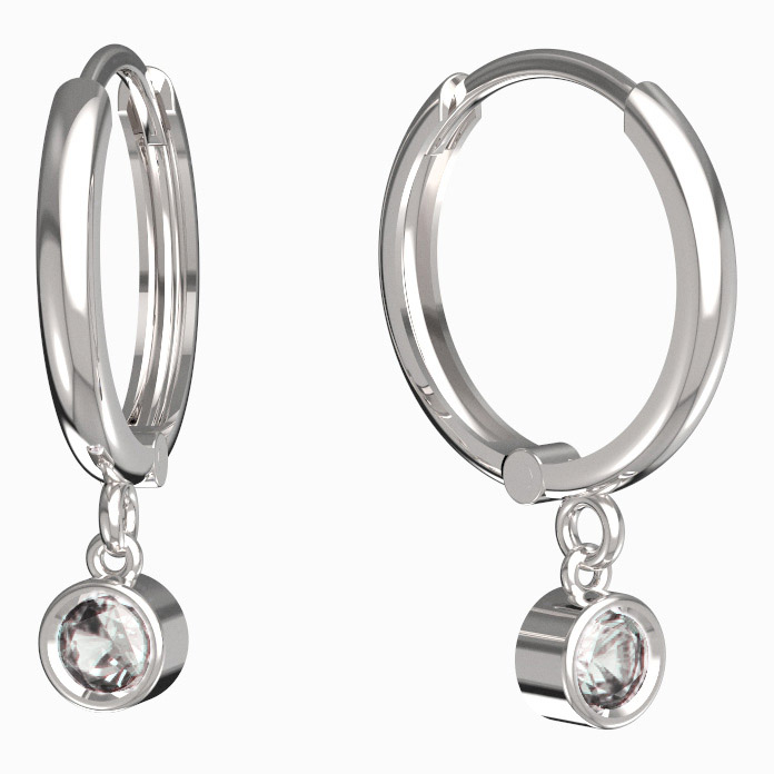 BG zlaté náušnice 769 Bílé zlato - 585 Bílý kubický zirkon