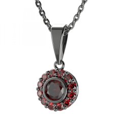 BG přívěs vsazený granát 744-0 Stříbro 925 - ruthenium (30-90dní) Granát