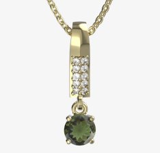 BG zlatý přívěšek 726 Žluté zlato - 585 Vltavín a diamant