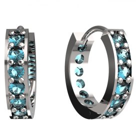 BG zlaté náušnice 807 Bílé zlato - 585 Světle modrý kubický zirkon