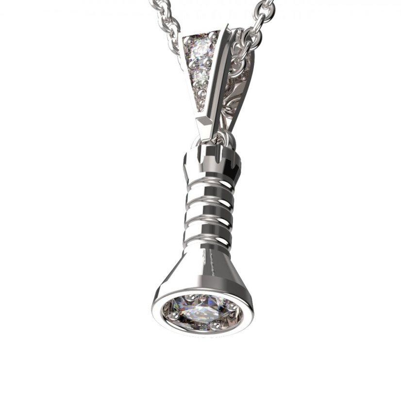 Zlatý přívěsek baterka s lab-grown diamantem, bílé zlato 585 – 799